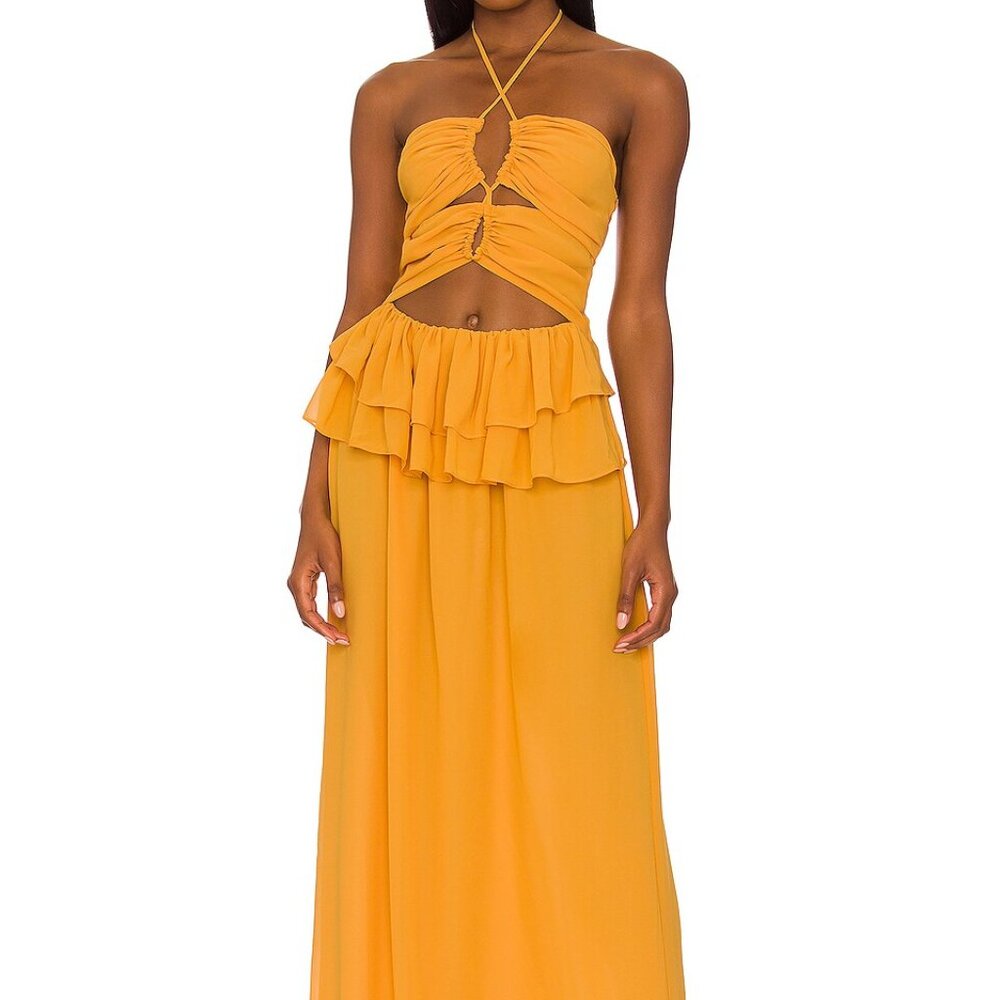 LPA Lia Maxi Dress in Mustard Yellow